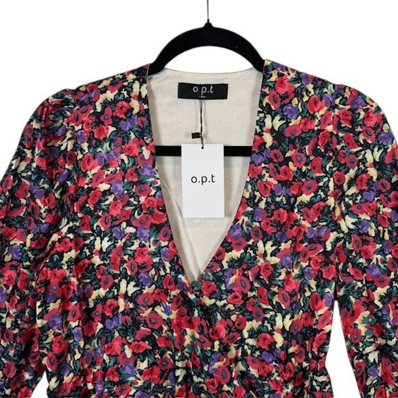 NEW! O.P.T. Cade Floral Wrap Dress One Pretty Thing Lined Puff Sleeve Size XS - Picture 5 of 13